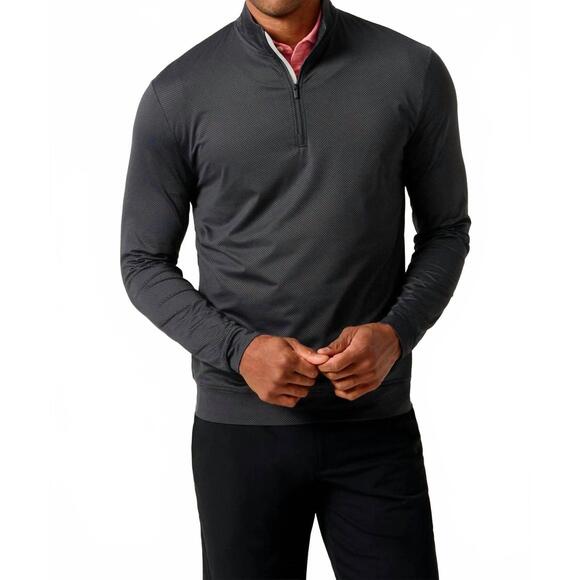 NEW JOHNNIE-O jamie jacquard stretch quarter zip pullover in black seal